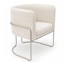 Poltrona Mono Base Champagne Bouclé Off White - Sallar Home Poltrona Mono Base Champagne Bouclé Off White - Sallar Home