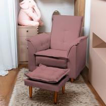Poltrona Multifuncional Com Puff Rosê Veludo Tana Decor