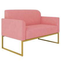 Poltrona Namoradeira 2 Lugares Base Industrial Dourada Maressa S17 Suede Rosê - Ibiza Poltrona Namoradeira 2 Lugares Base Industrial Dourada Maressa S17 Suede Rosê - Ibiza