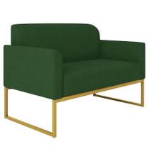 Poltrona Namoradeira 2 Lugares Base Industrial Dourada Maressa S23 Suede Verde - Ibiza
