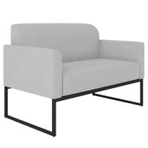 Poltrona Namoradeira 2 Lugares Base Industrial Preta Maressa S10 Suede Cinza - Ibiza