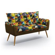 Poltrona Namoradeira Beta / F-015 N-028 Sued Estampado Vermelho com Veludo Capuccino