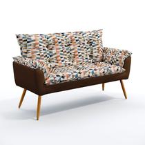 Poltrona Namoradeira Beta / Sued Estampado Bege com Marrom Poltrona Namoradeira Beta / Sued Estampado Bege com Marrom