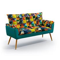 Poltrona Namoradeira Beta / Sued Estampado Vermelho com Turquesa Poltrona Namoradeira Beta / Sued Estampado Vermelho com Turquesa