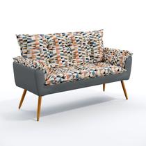 Poltrona Namoradeira Decorativa Beta Sued Estampado Laranja com Cinza Aradecor Poltrona Namoradeira Decorativa Beta Sued Estampado Laranja com Cinza Aradecor