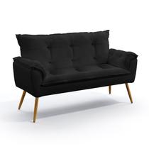 Poltrona Namoradeira Decorativa Estofada Beta para Sala de Estar Beta Sued Preto Aradecor