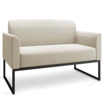 Poltrona Namoradeira Decorativa Isabella Base Industrial Linho Bege/Preto G19 - Gran Belo Poltrona Namoradeira Decorativa Isabella Base Industrial Linho Bege/Preto G19 - Gran Belo