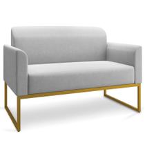 Poltrona Namoradeira Decorativa Isabella Base Industrial Linho Cinza/Dourado G19 - Gran Belo