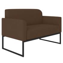 Poltrona Namoradeira Decorativa Isabella Base Industrial Suede Marrom/Preto G19 - Gran Belo