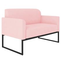 Poltrona Namoradeira Decorativa Isabella Base Industrial Suede Rosa Bebê/Preto G19 - Gran Belo Poltrona Namoradeira Decorativa Isabella Base Industrial Suede Rosa Bebê/Preto G19 - Gran Belo