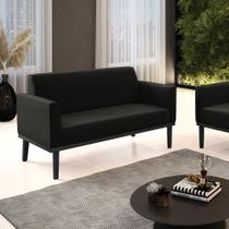 Poltrona Namoradeira Decorativa Isabella Pés Fixo em Madeira Preto Suede Preto G19 - Gran Belo Poltrona Namoradeira Decorativa Isabella Pés Fixo em Madeira Preto Suede Preto G19 - Gran Belo
