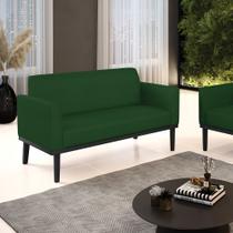 Poltrona Namoradeira Decorativa Isabella Pés Fixo em Madeira Preto Veludo Luxo Verde Esmeralda G19 - Gran Belo