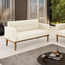 Poltrona Namoradeira Decorativa Karen Pés Fixo em Madeira Castanho Veludo Bege G19 - Gran Belo Poltrona Namoradeira Decorativa Karen Pés Fixo em Madeira Castanho Veludo Bege G19 - Gran Belo