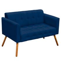 Poltrona Namoradeira Decorativa Pés Palito Karen Suede Azul Marinho G19 - Gran Belo