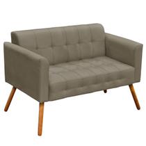 Poltrona Namoradeira Decorativa Pés Palito Karen Suede Nude G19 - Gran Belo