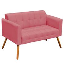 Poltrona Namoradeira Decorativa Pés Palito Karen Suede Rosê G19 - Gran Belo