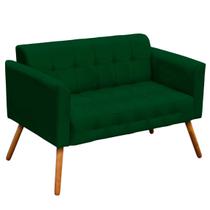 Poltrona Namoradeira Decorativa Pés Palito Karen Suede Verde G19 - Gran Belo