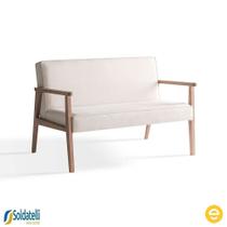 Poltrona Namoradeira Júlia Base Nogueira Tecido Algodão Bege Mescla - Ease Poltrona Namoradeira Júlia Base Nogueira Tecido Algodão Bege Mescla - Ease