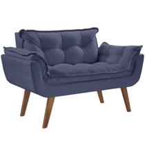 Poltrona Namoradeira Opalla Suede Base palito Azul Bic Poltrona Namoradeira Opalla Suede Base palito Azul Bic