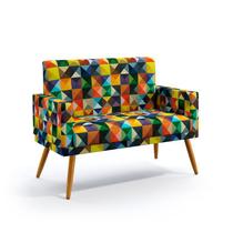 Poltrona Namoradeira Para Sala de Estar Nina Com Rodapé Sued Estampado Colorido Aradecor Poltrona Namoradeira Para Sala de Estar Nina Com Rodapé Sued Estampado Colorido Aradecor