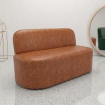 Poltrona Namoradeira Para Sala Living Orgânica Naeris W01 material sintético Camel - Lyam Decor