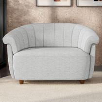 Poltrona Namoradeira Para Sala Living Orgânica Perseu M03 Linho Cinza - Lyam Decor Poltrona Namoradeira Para Sala Living Orgânica Perseu M03 Linho Cinza - Lyam Decor
