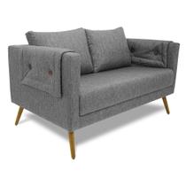 Poltrona Namoradeira Paris D07 2 Lugares Linho Mescla Cinza - D'Rossi