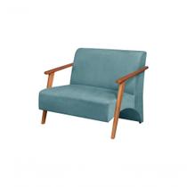 Poltrona Namoradeira Venus Braço Madeira Maciça Suede Unidecor Turquesa Poltrona Namoradeira Venus Braço Madeira Maciça Suede Unidecor Turquesa