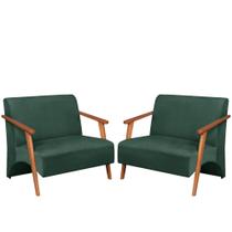 Poltrona Namoradeira Venus Braço Madeira Maciça Suede Unidecor