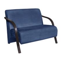 Poltrona Namoradeira Vênus Suede Braço Madeira Azul Bic Poltrona Namoradeira Vênus Suede Braço Madeira Azul Bic