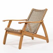 Poltrona Nara Assento Corda Rami Base Madeira Mel - 78416 Poltrona Nara Assento Corda Rami Base Madeira Mel - 78416