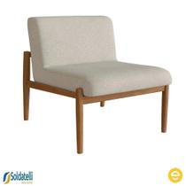 Poltrona Narvi Base Nogueira Polyester Bege Claro - Ease