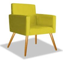 Poltrona Nina Cadeira Retro Decorativa Suede Amarelo