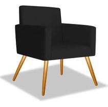 Poltrona Nina Cadeira Retro Decorativa Suede Preto