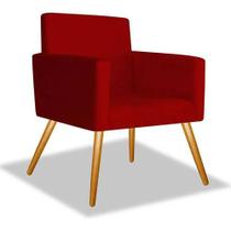 Poltrona Nina Cadeira Retro Decorativa Suede Vermelho