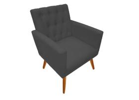Poltrona Nina Captone decorativa suede cinza para escritorio, sala salão Biselos-Decor Poltrona Nina Captone decorativa suede cinza para escritorio, sala salão Biselos-Decor