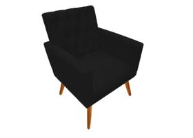 Poltrona Nina Captone decorativa suede preto para escritorio, sala salão Biselos-Decor Poltrona Nina Captone decorativa suede preto para escritorio, sala salão Biselos-Decor
