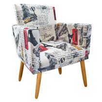 Poltrona Nina Cr suede paris vermelho sala e recepção