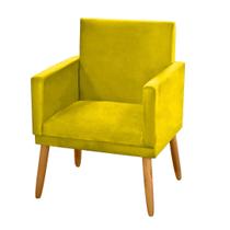 Poltrona Nina Decorativa Sala Estar Luxo Suede Amarelo