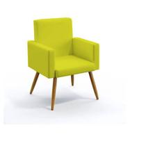 Poltrona Nina decorativa suede amarelo para escritorio, sala salão Biselos-Decor