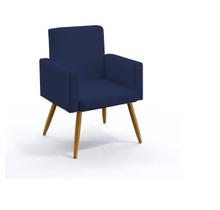 Poltrona Nina decorativa suede azul marinho para escritorio, sala salão Biselos-Decor