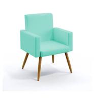 Poltrona Nina decorativa suede Azul Turquesa para escritorio, sala salão Biselos-Decor