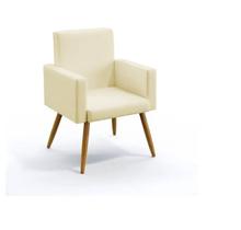 Poltrona Nina decorativa suede bege para escritorio, sala salão Biselos-Decor