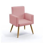 Poltrona Nina decorativa suede rose para escritorio, sala salão Biselos-Decor