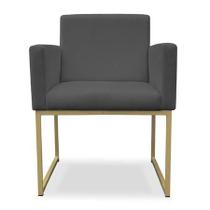 Poltrona Nina Para Sala Escritório e Recepção Base Metal Dourado Veludo Cor Grafite Do Lar Móveis e Decoração Poltrona Nina Para Sala Escritório e Recepção Base Metal Dourado Veludo Cor Grafite Do Lar Móveis e Decoração