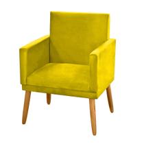 Poltrona Nina suede Amarelo com Rodapé Sala Quarto Escritório