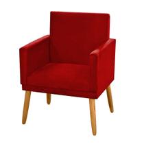 Poltrona Nina Suede Vermelho Marsala com Rodapé Sala Quarto Recepção