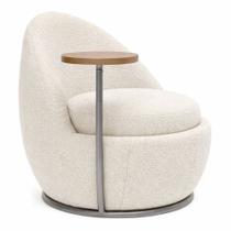 Poltrona Noah Mesa Lateral Direito Base Fixa Bouclé Off White - Sallar Home Poltrona Noah Mesa Lateral Direito Base Fixa Bouclé Off White - Sallar Home