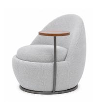 Poltrona Noah Mesa Lateral Esquerda Base Fixa Bouclé Cinza - Sallar Home Poltrona Noah Mesa Lateral Esquerda Base Fixa Bouclé Cinza - Sallar Home