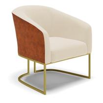 Poltrona Nozes Com Linho Bege A19 Base Industrial Dourada Poltrona Nozes Com Linho Bege A19 Base Industrial Dourada